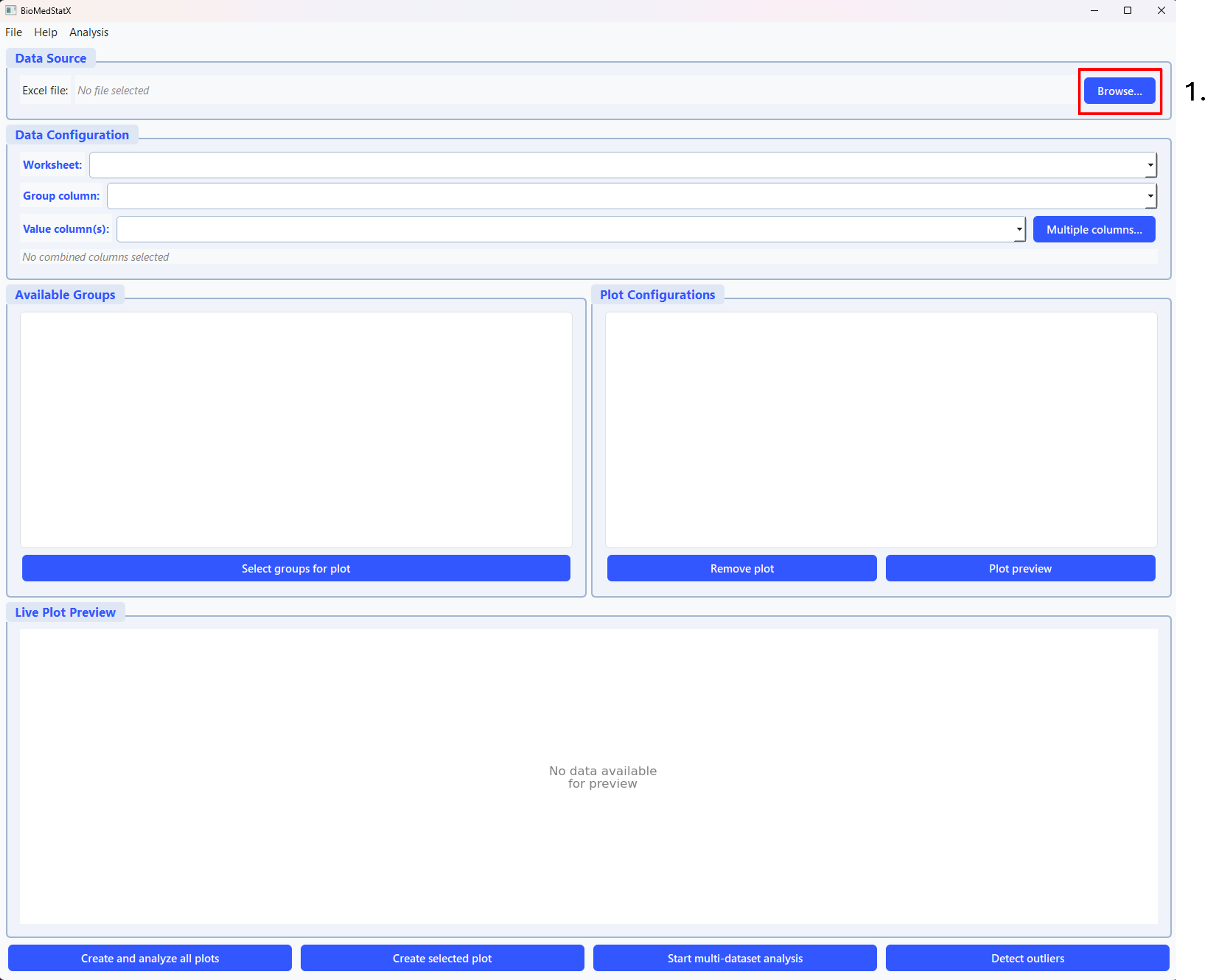 Step 1: Import Data - Browse Button
