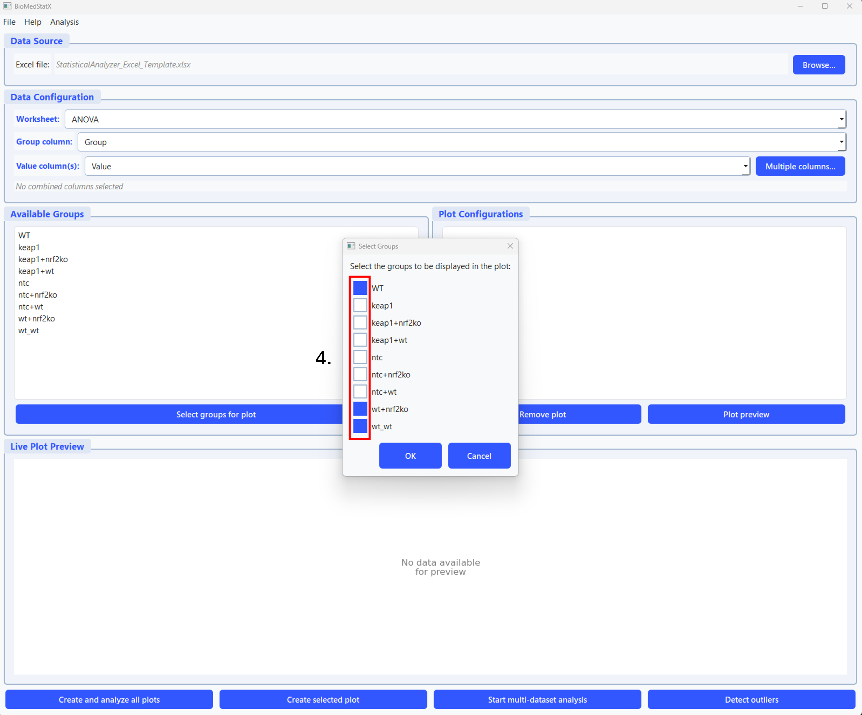 Step 3: Select Groups for Plot